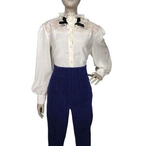 Vintage 80s Liz Claiborne Blue Corduroy Ultra-High-Waist Cigar Pants M/L